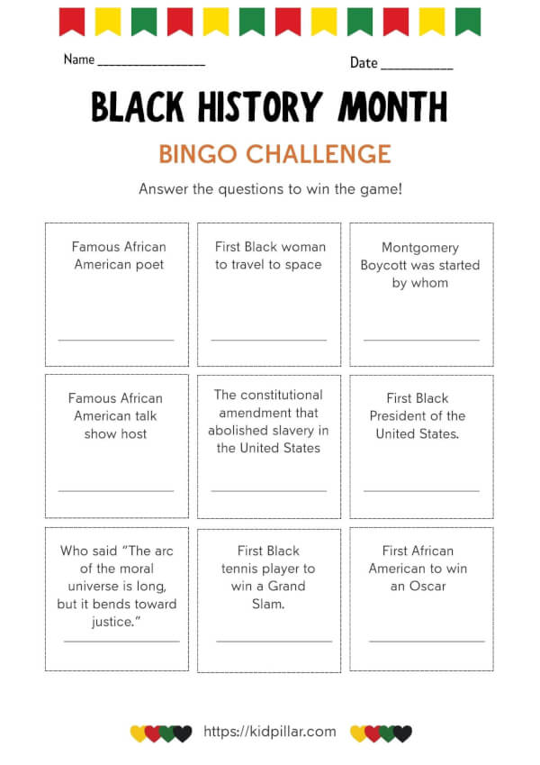 Black History Month Bingo Printable
