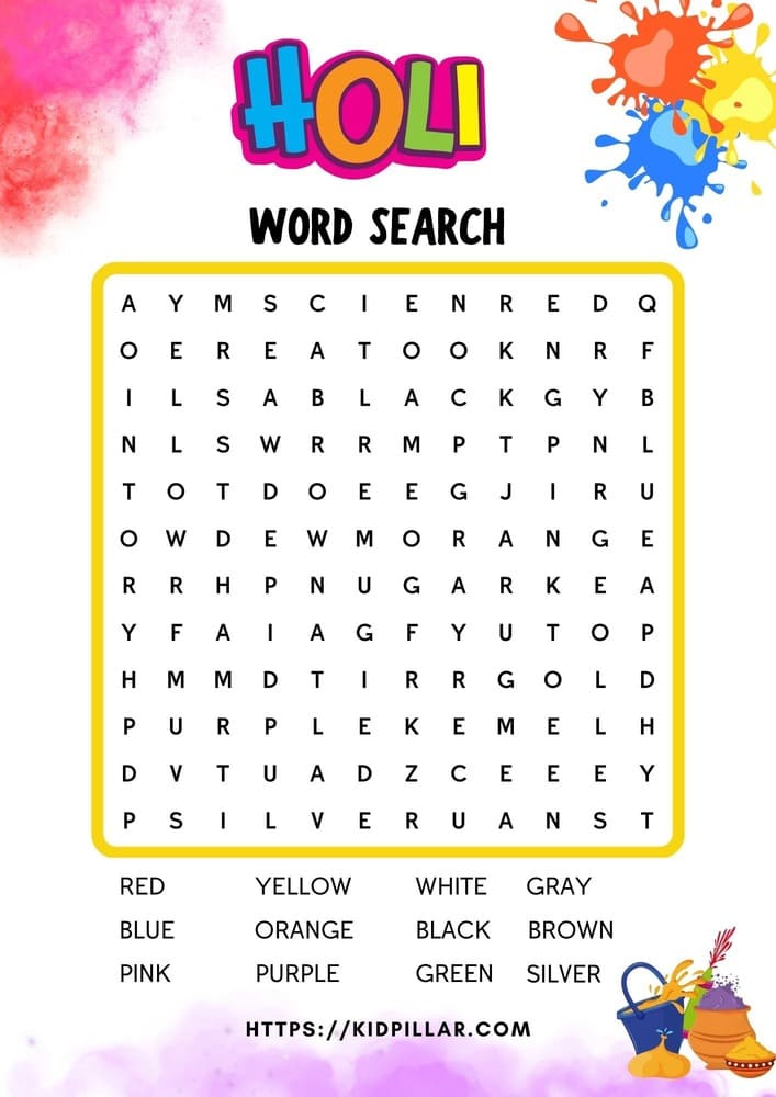 Holi Word Search