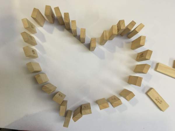Valentine Jenga tiles STEM Activity for kids
