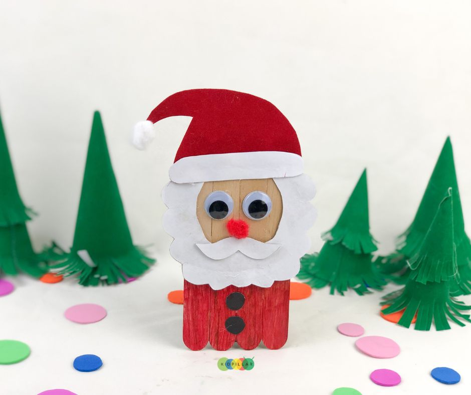 Popsicle stick Santa craft with template