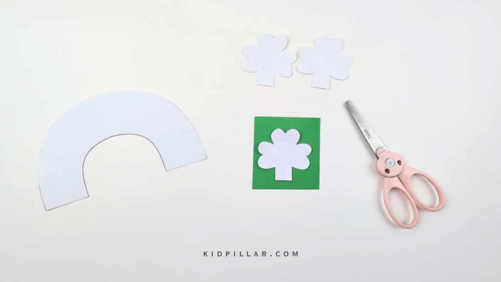 Cut out the elements from the template of Preschool Shamrock craft