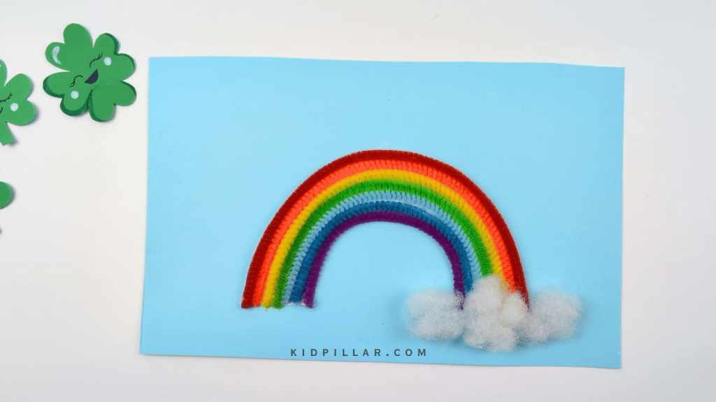 Make clouds at the ends of the rainbow to make Shamrock craft for toddlers
