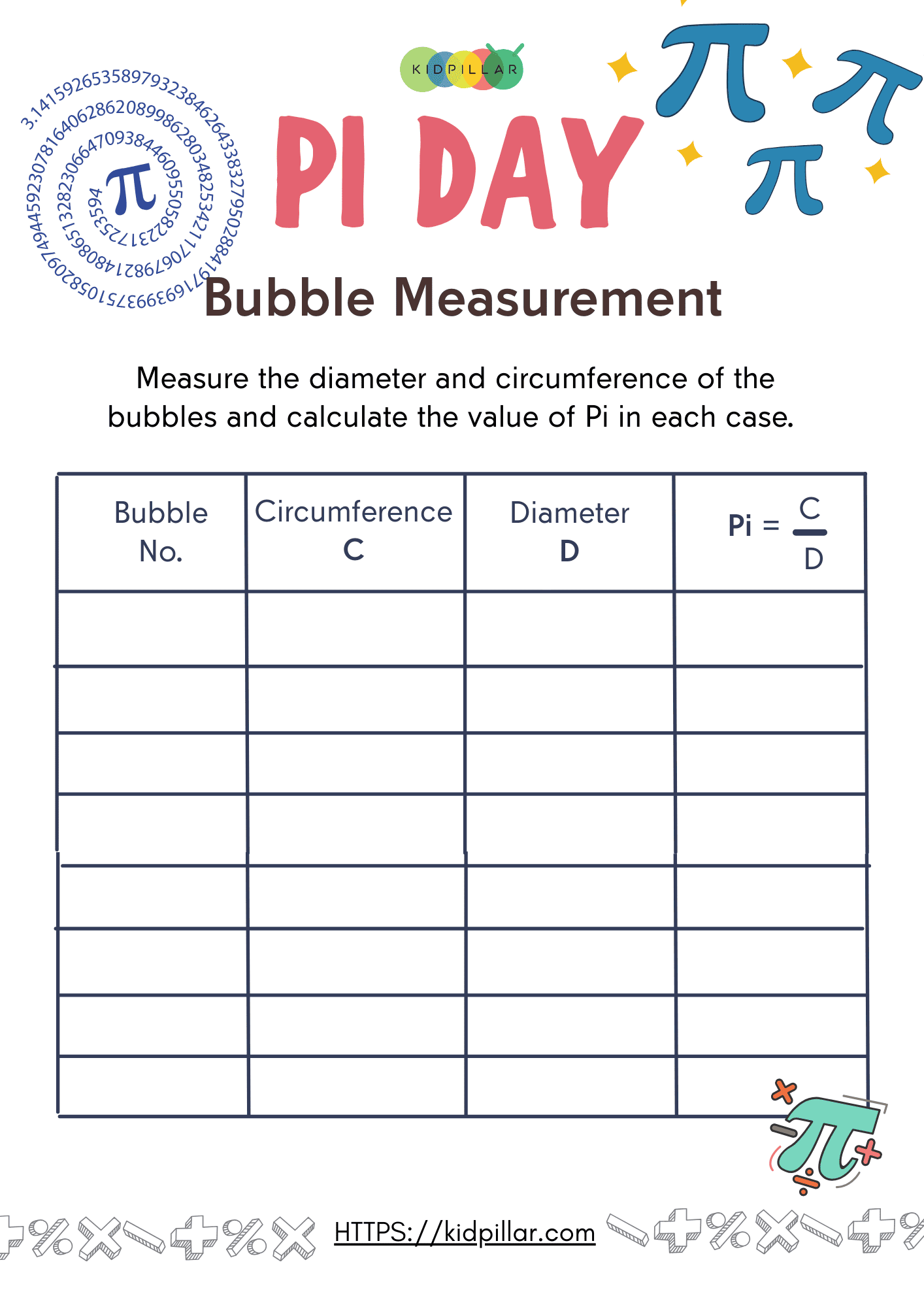 Pi Day Bubble Math