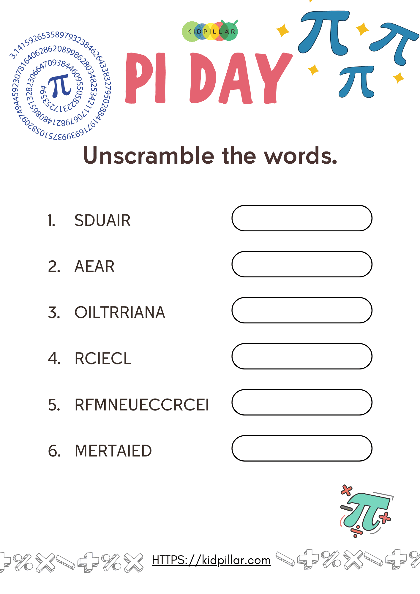 Pi Day Unscramble