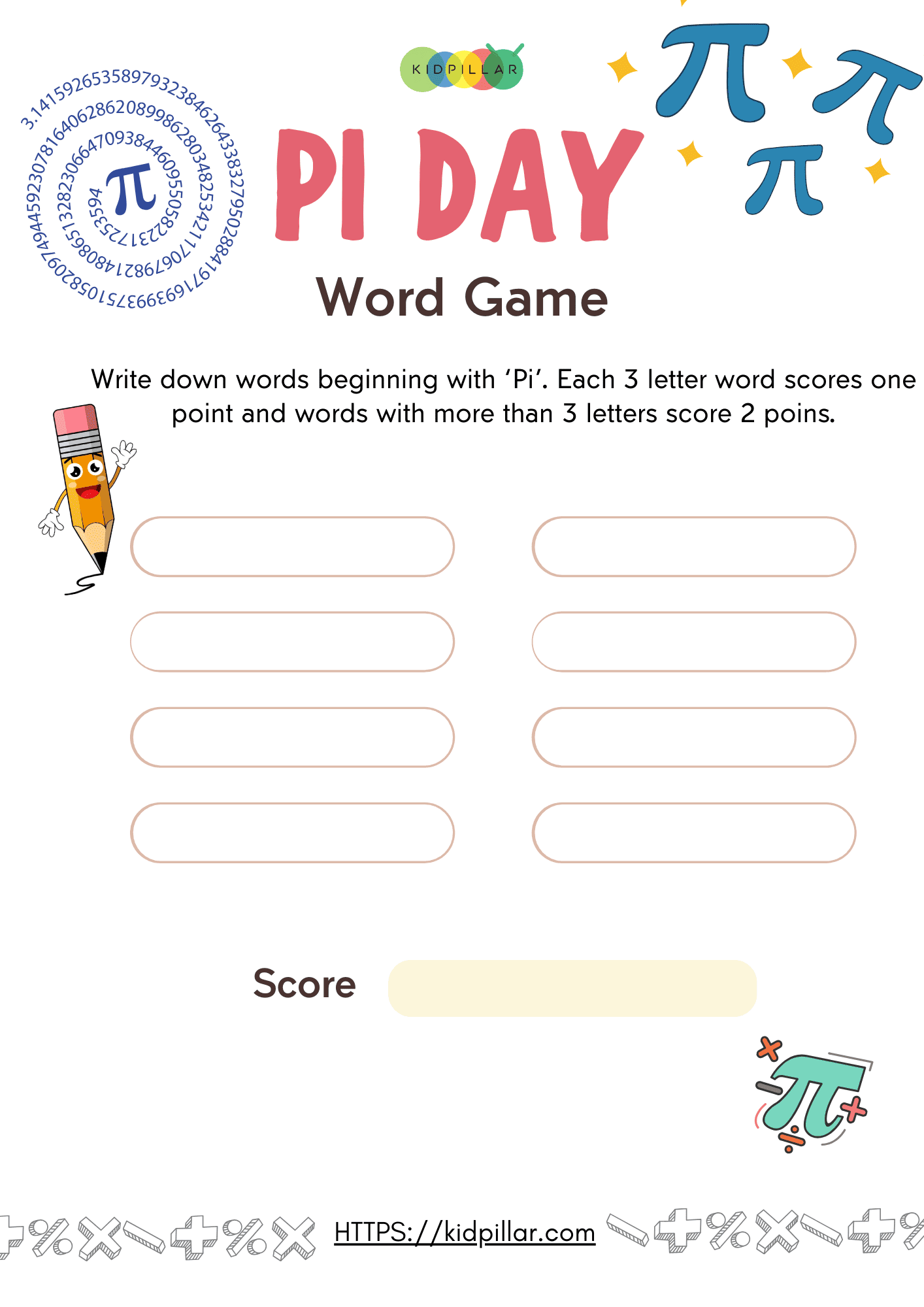Pi Day Word Game