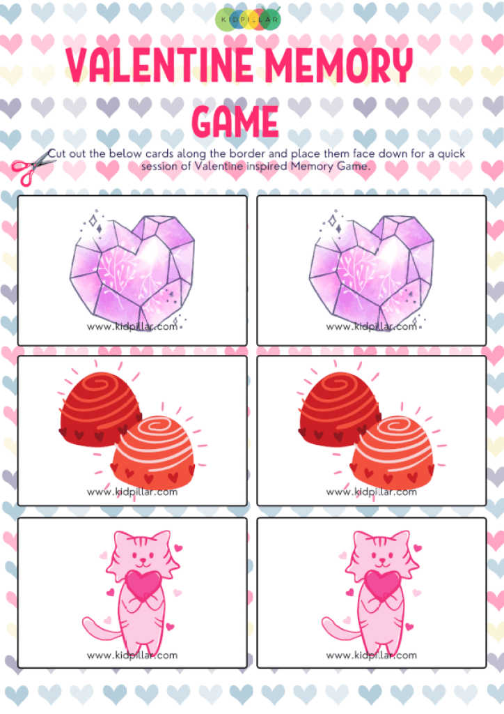 Valentine Memory Game for kids