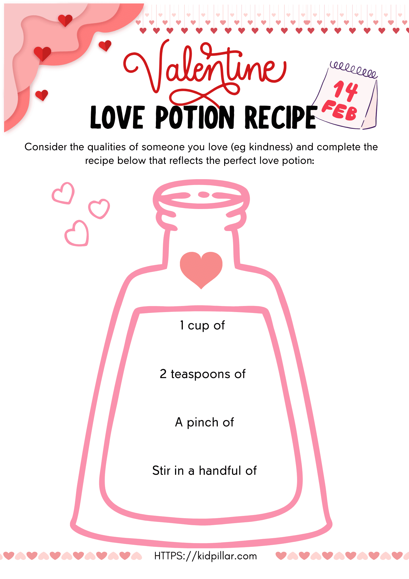 Valentine Love Potion Activity
