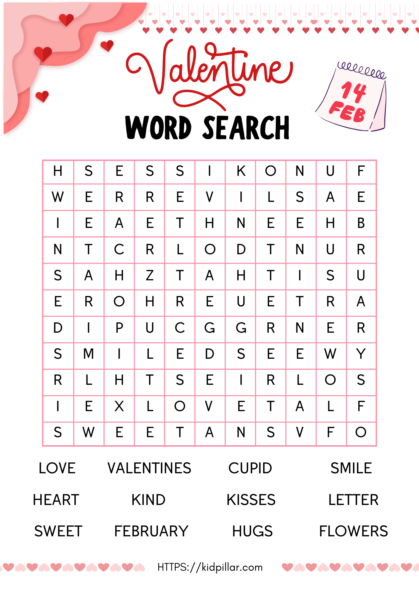 Valentine Word Search